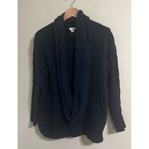 J. Jill Women Blue Chenille Cable Knit Sweater With Scarf Chunky Pullover Size M